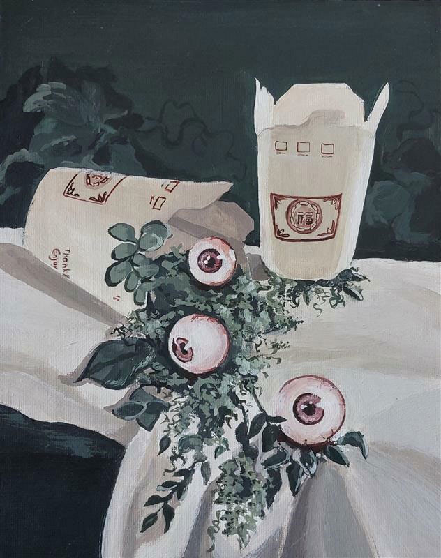 Moderne Interpretationen von Barockstillleben aus Acrylfarbe von Sonja B. (J1), Februar 2024.