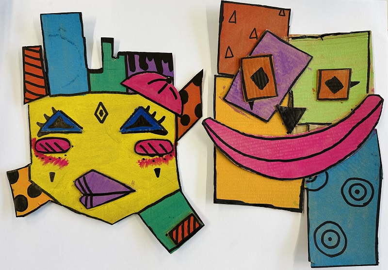 Abstrakte bunte Masken von Olivia G. (5d), November 2024.