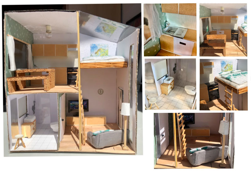Modell einer Einrichtung eines Tiny House von Kati Konnerth & Maja Schäfer (9a), Juli 2024.